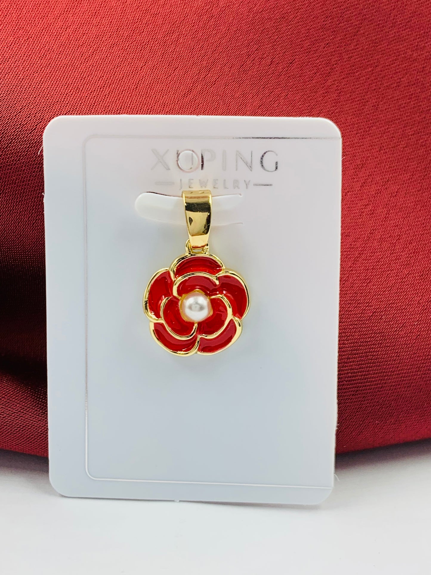 DIJE RODIO FLOR PERLA DORADO