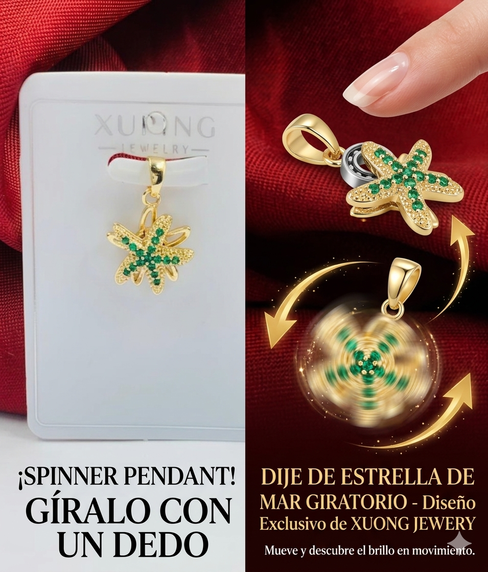 ANILLO RODIO GIRATORIO ESTRELLA CIRCON VERDE DORADO