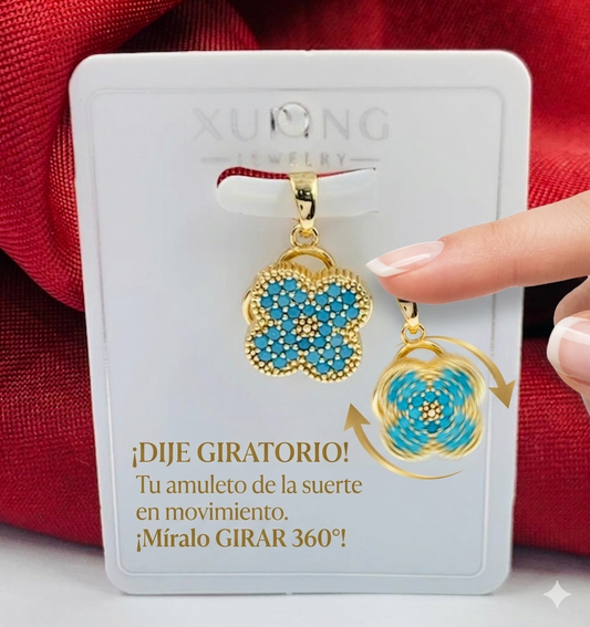 DIJE RODIO VAN CLEF CIRCON AZUL DORADO