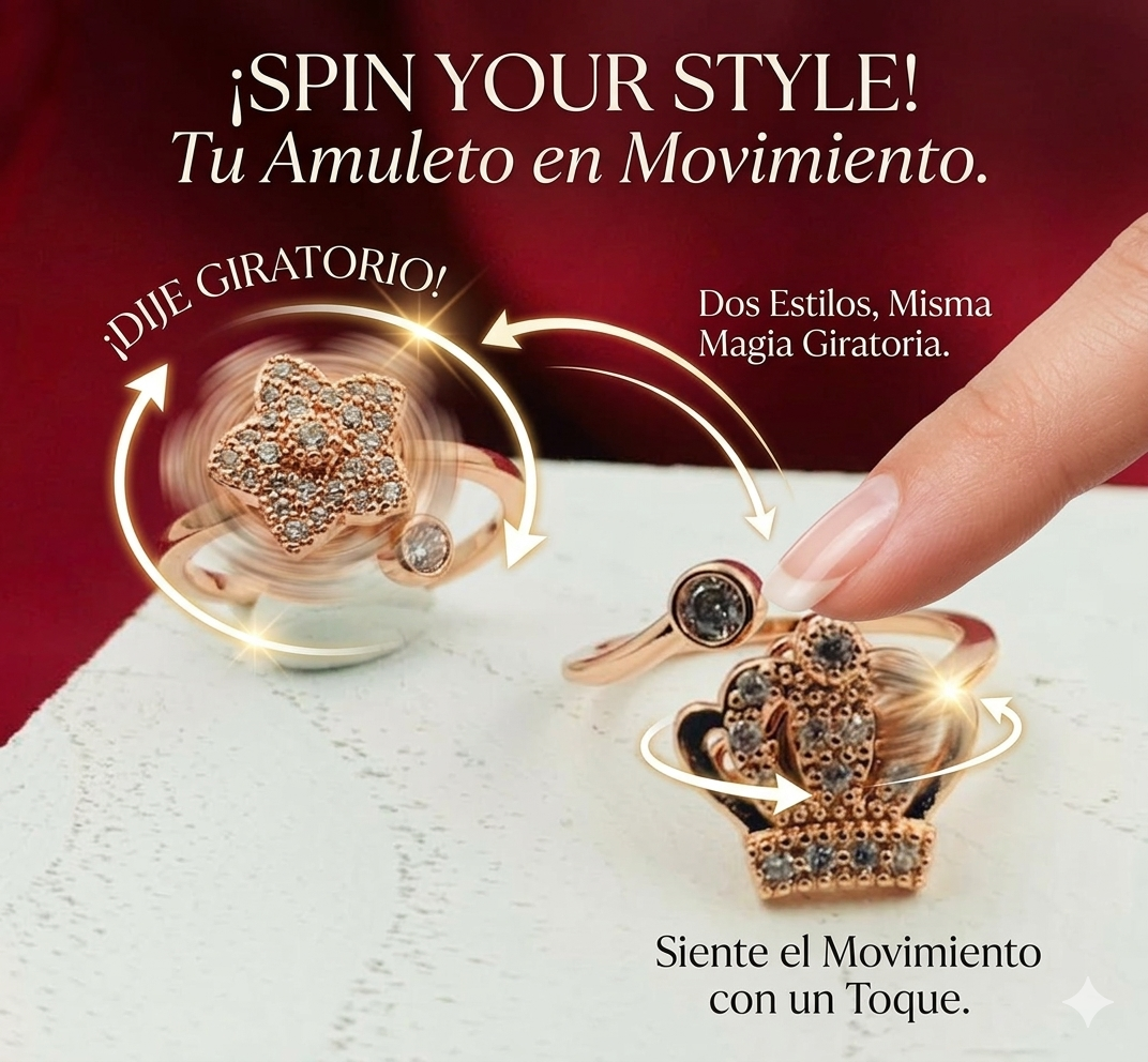 ANILLO RODIO GIRATORIO CORONA CIRCON BLANCO ROSA