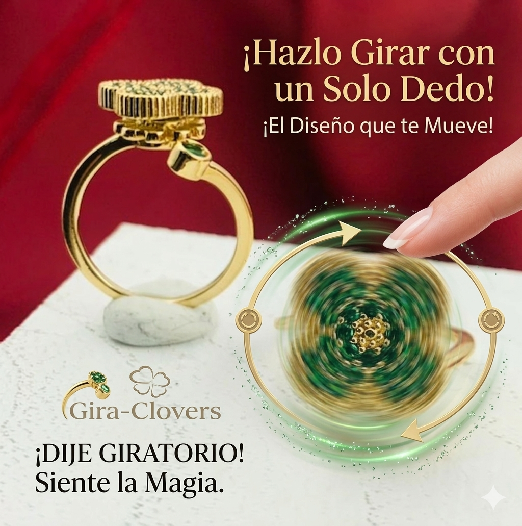 ANILLO RODIO GIRATORIO VAN CLEF CIRCON VERDE DORADO