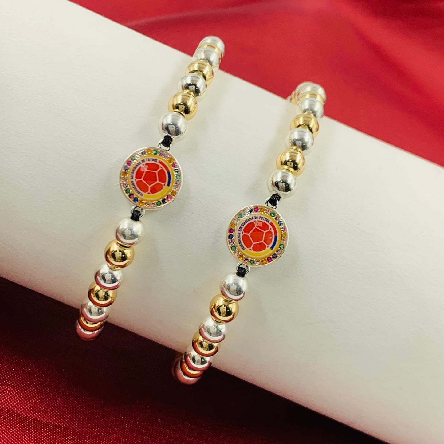 PULSERA RODIO BALIN BICOLOR BALON COLOMBIA