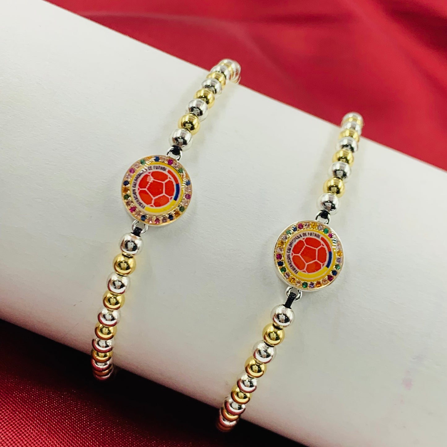 PULSERA RODIO BALIN BICOLOR BALON COLOMBIA