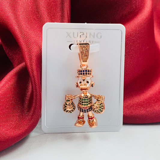 DIJE RODIO PATO DONALD ROSA CIRCONES