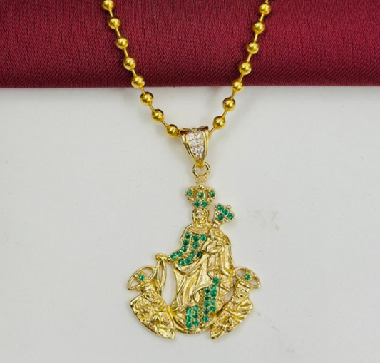 DUO RODIO VIRGEN JESUS DORADO CIRCON VERDE