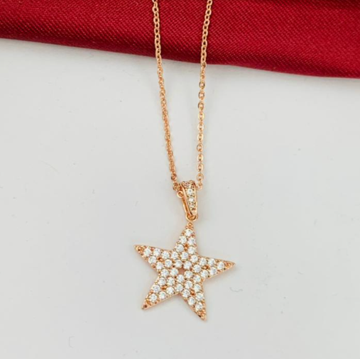 DUO RODIO ESTRELLA CIRCONES ROSA