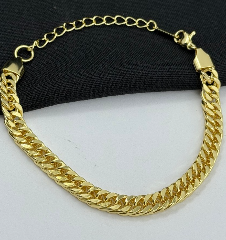 PULSERA RODIO DORADO DOBLE ESLABON