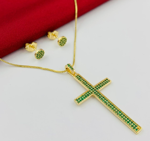 JUEGO RODIO CRUZ VERDE GRANDE