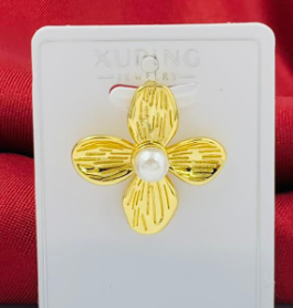 DIJE RODIO FLOR PERLA DORADO