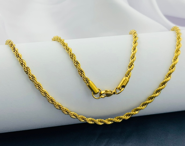 CADENA ACERO INOXIDABLE LASO DORADO GRUESA 60CM