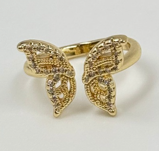 ANILLO RODIO MARIPOSA CIRCON DORADO