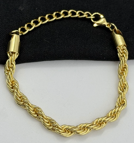 PULSERA RODIO DORADO LASO GRUESA