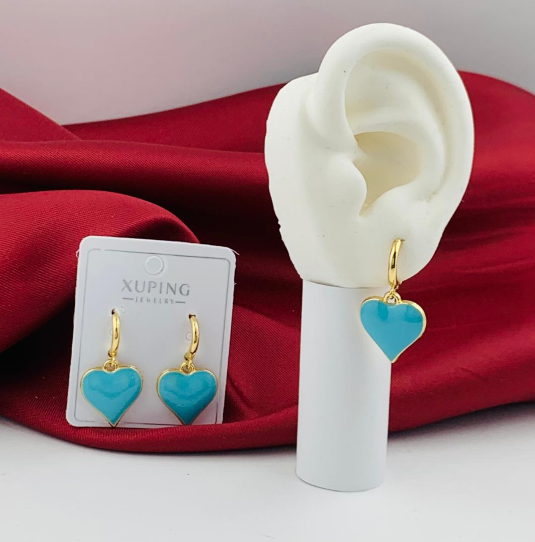 ARETE RODIO CORAZON COLGANTE AZUL