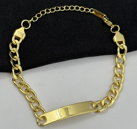 PULSERA RODIO PLACA CUBANA DORADO