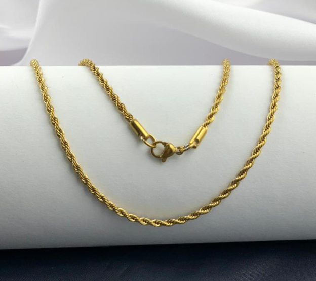 CADENA ACERO INOXIDABLE LASO DORADO MEDIANA 60CM