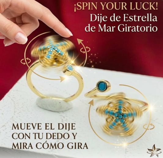 DIJE RODIO GIRATORIO ESTRELLA MAR CIRCON AZUL DORADO
