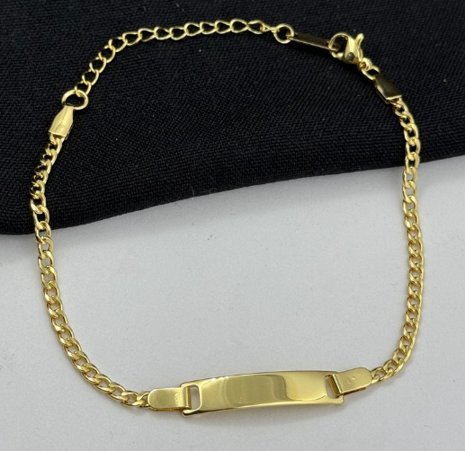 PULSERA RODIO PLACA CUBANA DELGADA DORADO