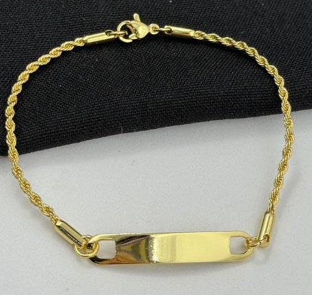 PULSERA RODIO PLACA LASO DORADO