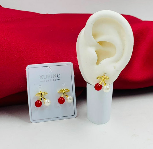 TOPO RODIO CEREZA CIRCON ROJO Y BLANCO DORADO