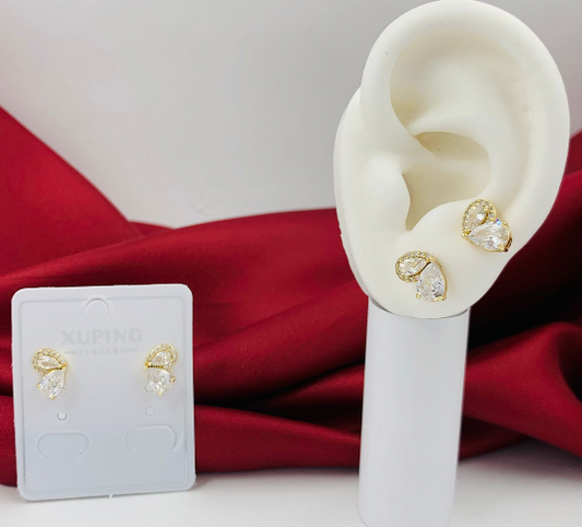 TOPO RODIO MARIPOSA CIRCONES BLANCO DORADO