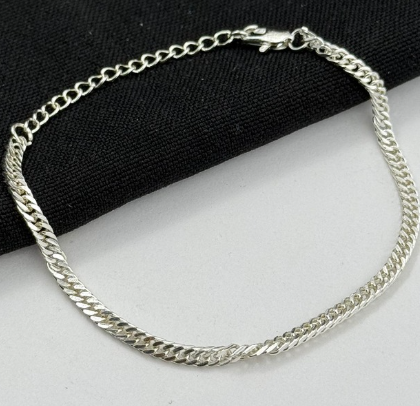 PULSERA RODIO PLATIZADA DOBLE ESLABON DELGADA