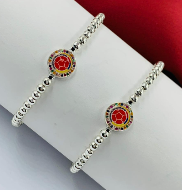 PULSERA RODIO COLOMBIA PLATIZADO ESCUDO