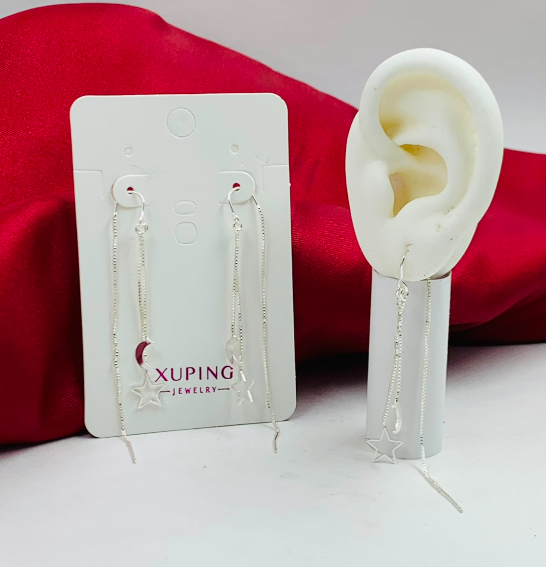 ARETE RODIO COLGANTE LUNA ESTRELLA PLATIZADO