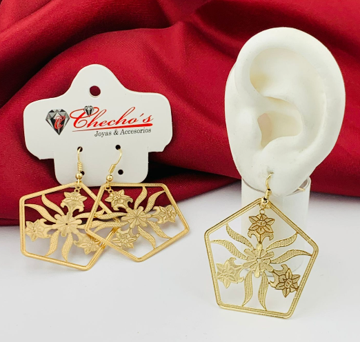 ARETE COVER GOLD COLGANTE PENTAGONO FLOR DORADO