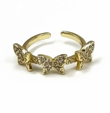 ANILLO RODIO TRES MARIPOSAS DORADO