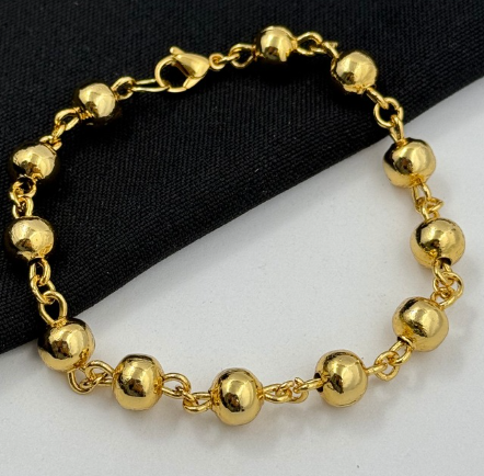 PULSERA RODIO DORADO BOLAS