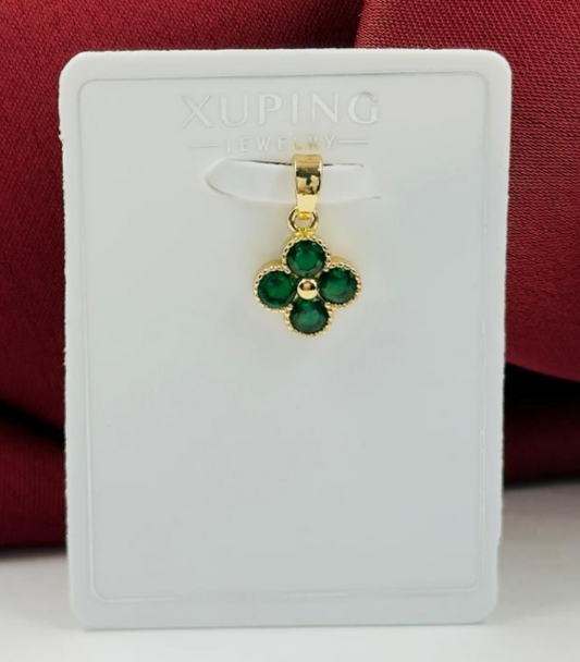 DIJE RODIO VAN CLEF CIRCON VERDE DORADO