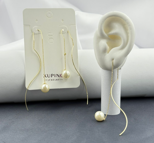 ARETE RODIO CHORRO PERLA CRESPO DORADO