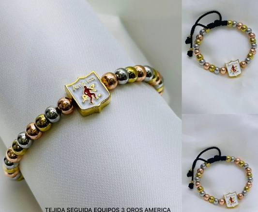 PULSERA ACERO INOXIDABLE 3 OROS AMERICA