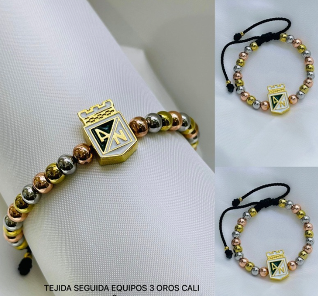 PULSERA ACERO INOXIDABLE 3 OROS NACIONAL