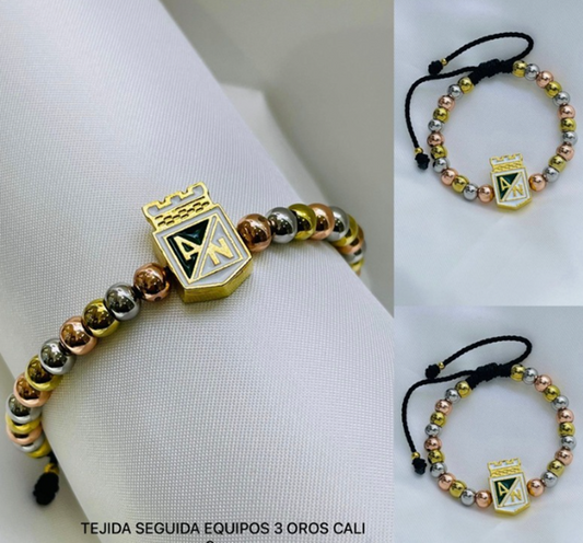 PULSERA ACERO INOXIDABLE 3 OROS NACIONAL