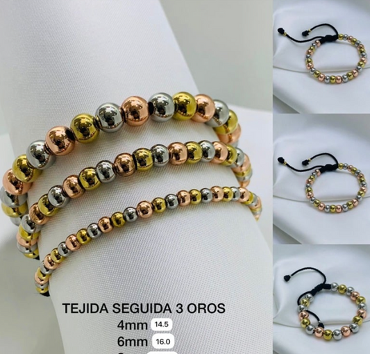 PULSERA ACERO INOXIDABLE 3 OROS