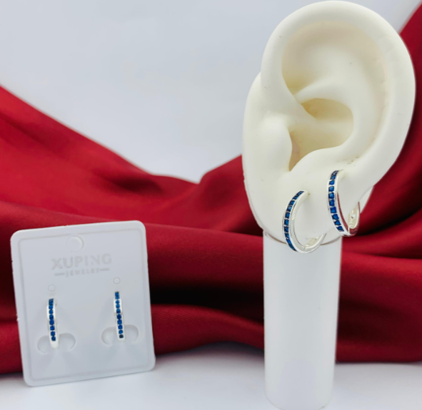 CANDONGA RODIO 1 LINEA CIRCON AZUL OSCURO PLATIZADO