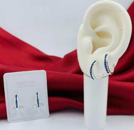 CANDONGA RODIO 1 LINEA CIRCON AZUL OSCURO PLATIZADO