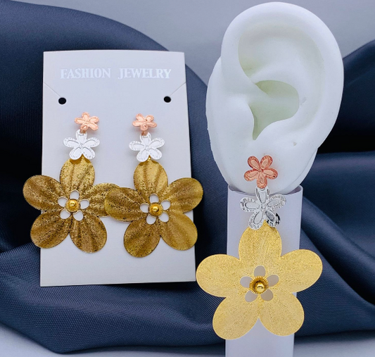 ARETE ACERO INOXIDABLE FILIGRANA FLOR COLGANTE 3 OROS