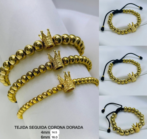 PULSERA ACERO INOXIDABLE DORADO CORONA