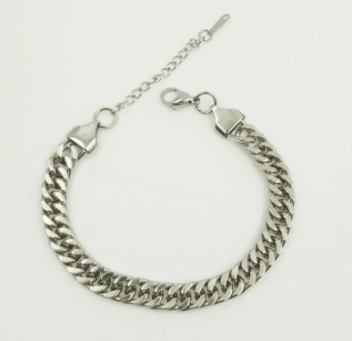 PULSERA ACERO INOXIDABLE PLATEADO DOBLE ESLABON