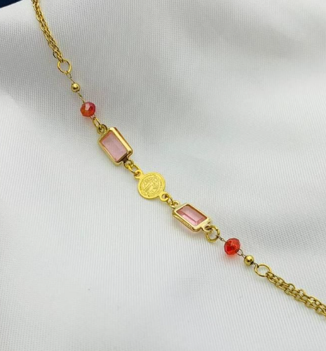 PULSERA ACERO INOXIDABLE DORADO ROSA