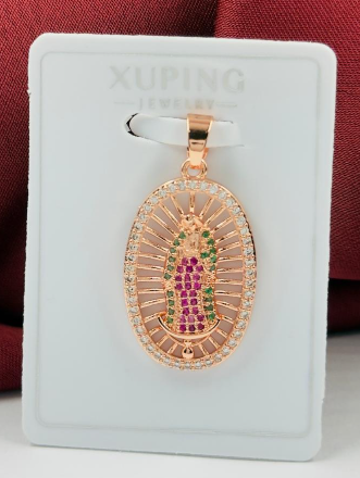 DIJE RODIO VIRGEN CIRCON COLORES ROSA