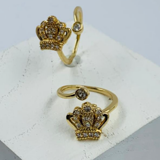 ANILLO RODIO GIRATORIO CORONA CIRCON BLANCO DORADO