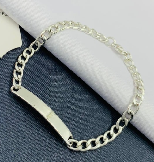 PULSERA ACERO INOXIDABLE PLACA PLATIZADA CUBANA