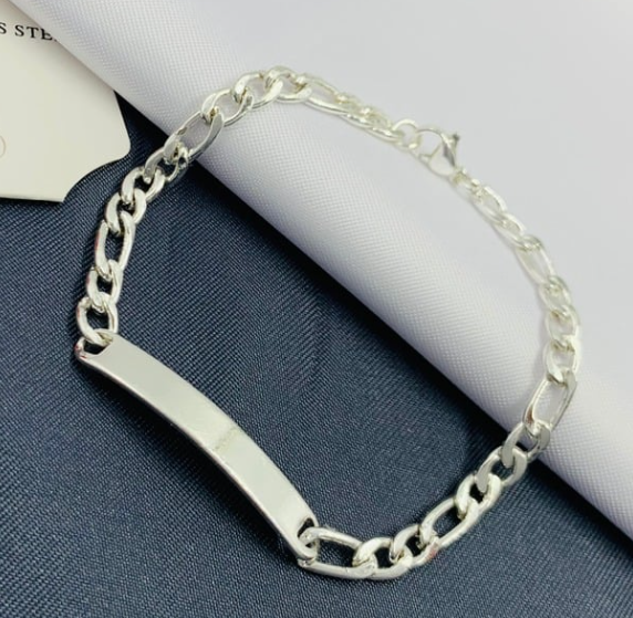 PULSERA ACERO INOXIDABLE PLACA PLATIZADA CARTIER