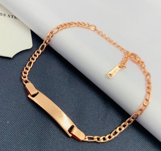 PULSERA ACERO INOXIDALE PLACA ROSA CARTIER DELGADA