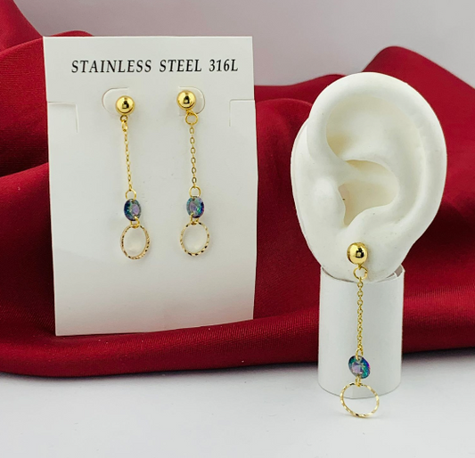 ARETE ACERO INOXIDABLE COLGANTE CIRCULO CIRCON AZUL