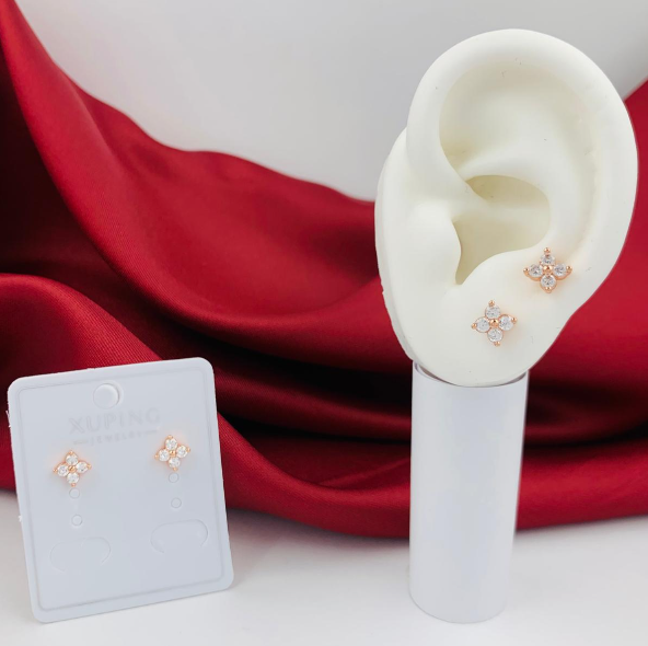 TOPO RODIO FLOR TIPO VAN CLEF CIRCON BLANCO ROSA