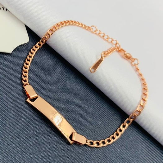 PULSERA ACERO INOXIDABLE PLACA ROSA CUBANA DELGADA